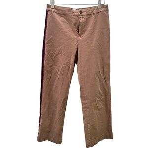 Lila Ryan Tan Ankle Crop Stretch Pants with Red Blue Racing Leg Stripes‎ 10